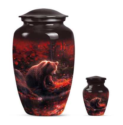 Classic 10-inch aluminium Large Bear Urn for cremation ashes