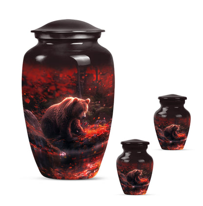 Classic 10-inch aluminium Large Bear Urn for cremation ashes