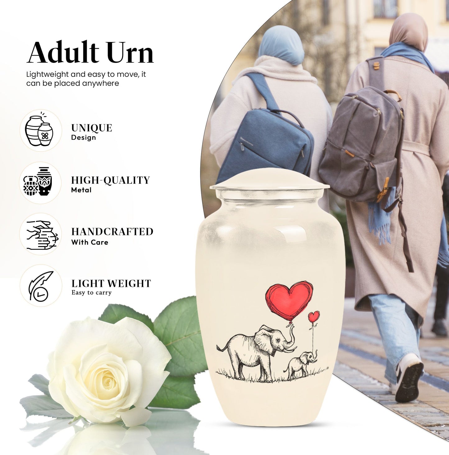 classic Elephant family urn for human ashes.
