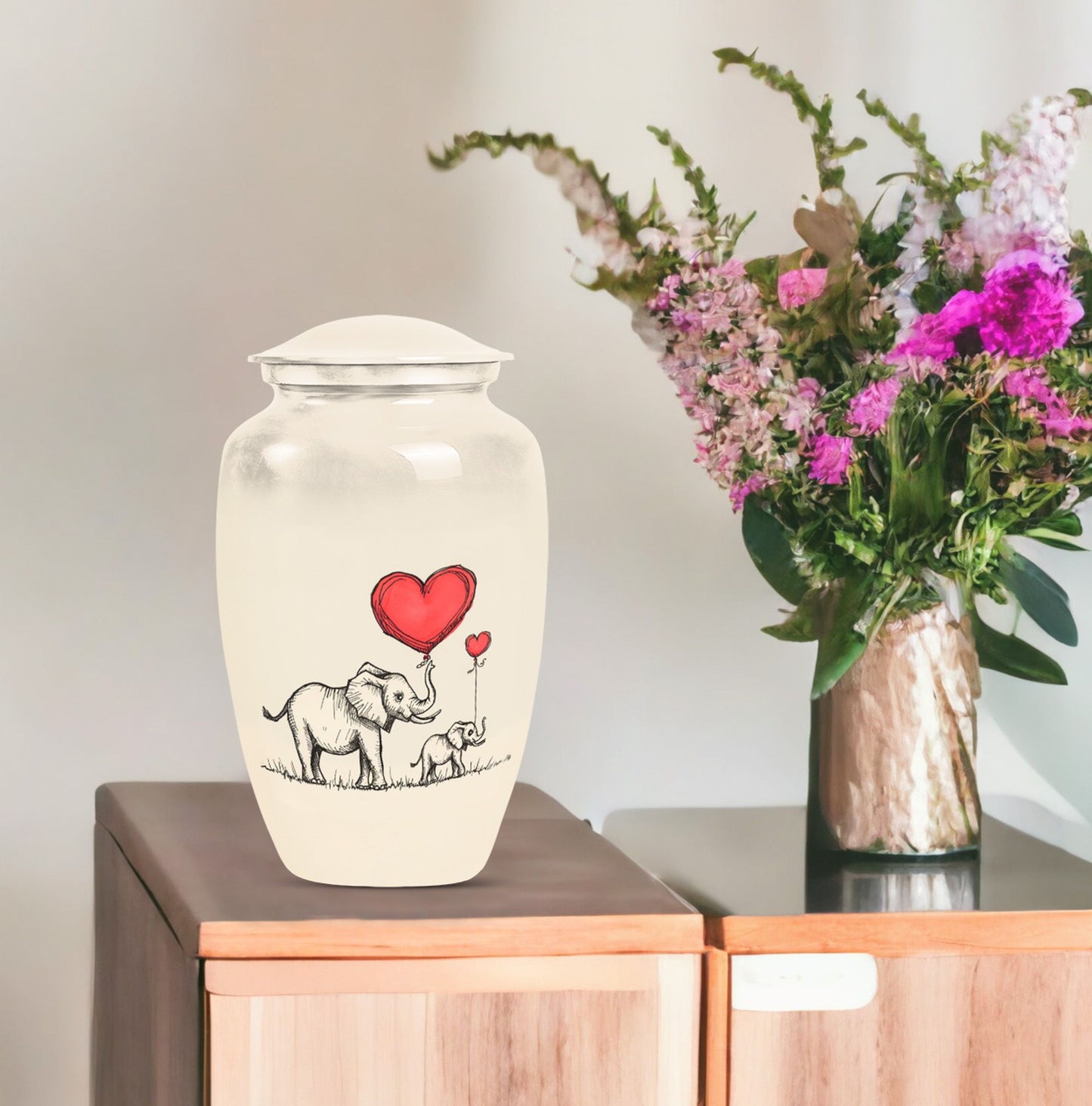 classic Elephant family urn for human ashes.
