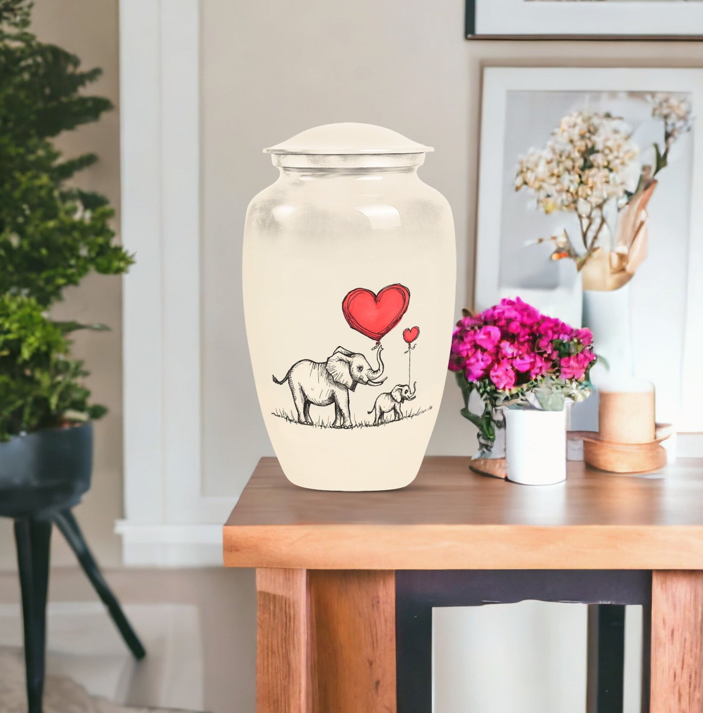 classic Elephant family urn for human ashes.