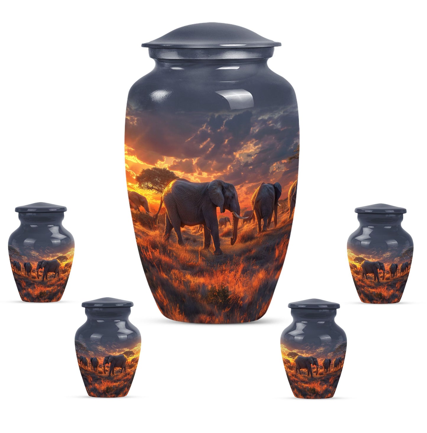 Classic elephant family urn for adult ashes 