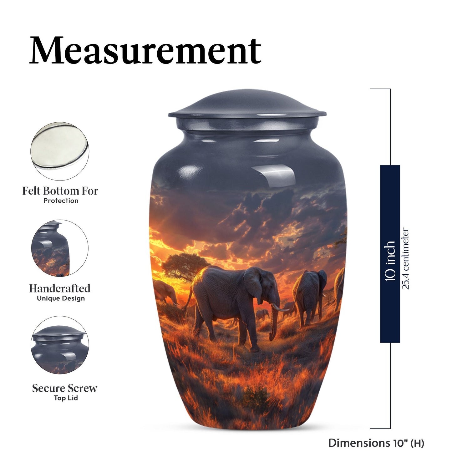 Classic elephant family urn for adult ashes 