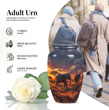 Classic elephant family urn for adult ashes 