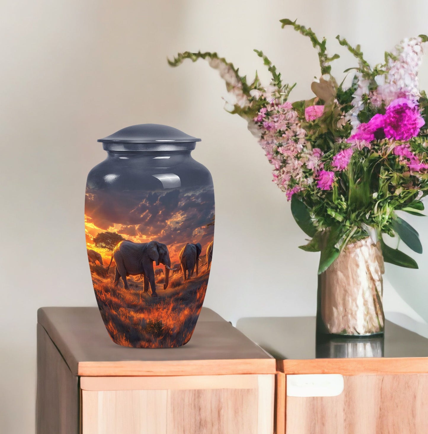 Classic elephant family urn for adult ashes 