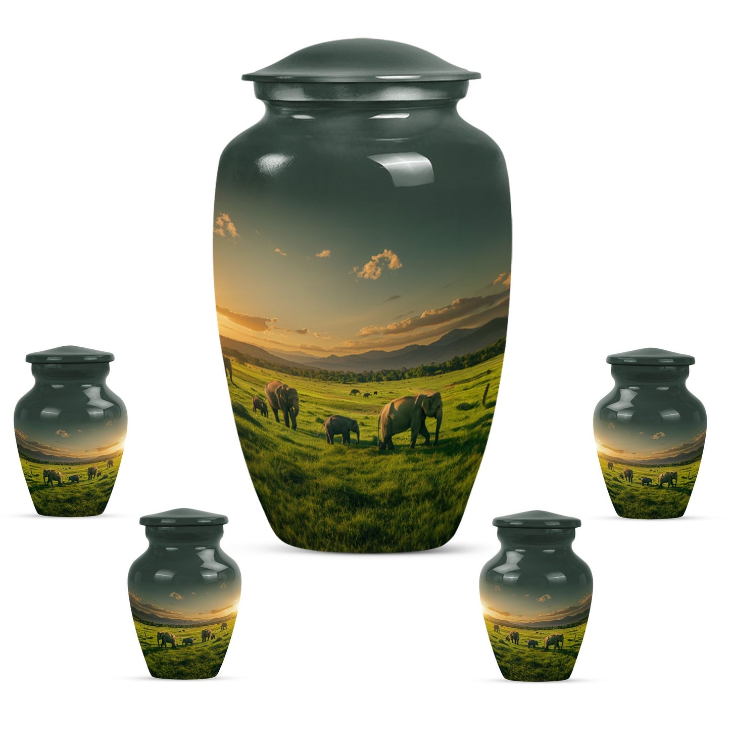elephant family urn for cremation