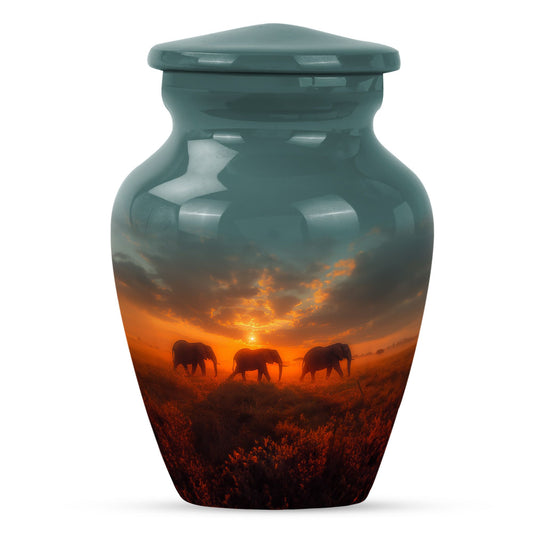 Personalized Elephant Cremation Urn for Men & Women - 10-inch, 200 cu in - Yatskia