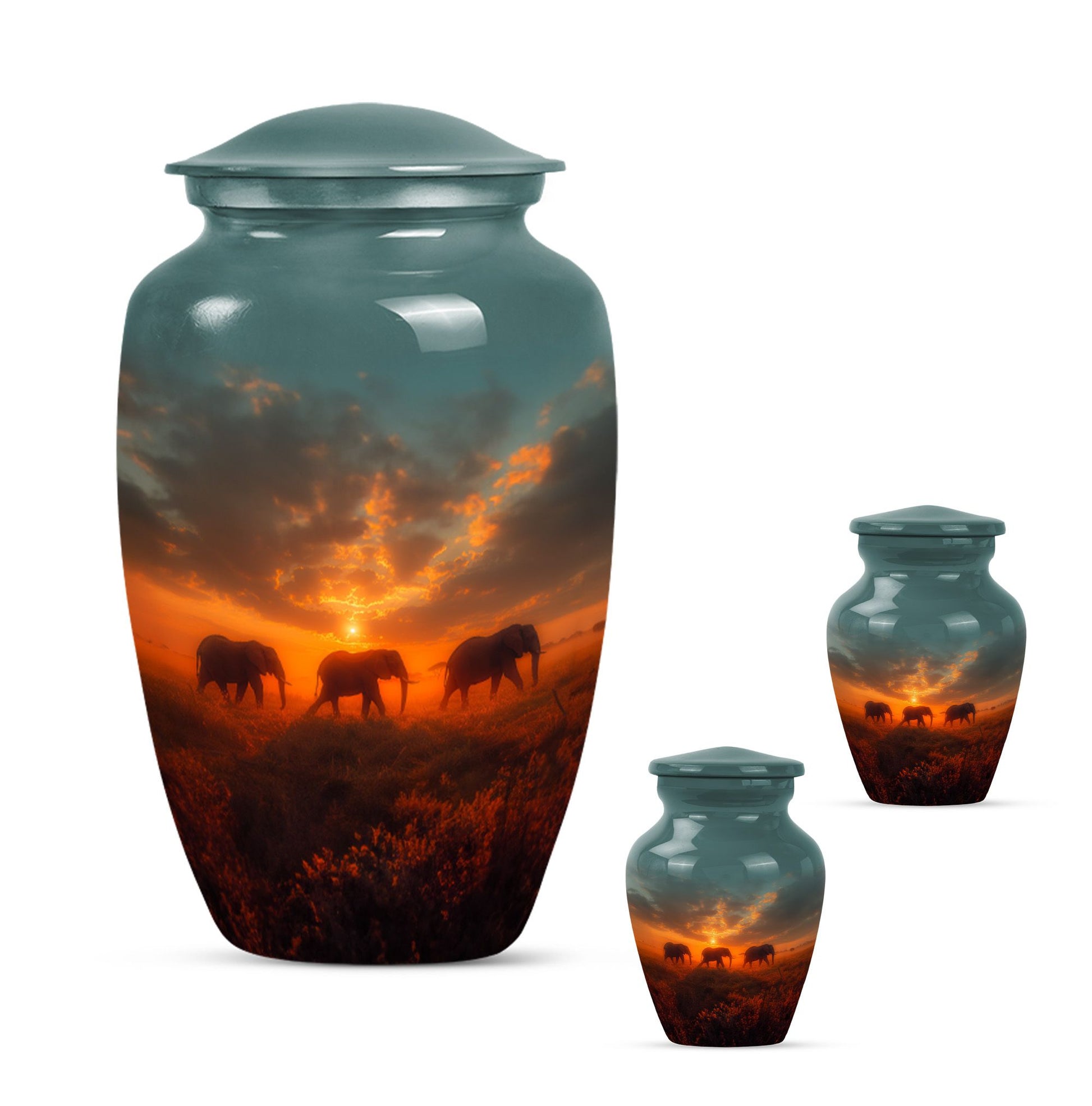 Elephant Family Unique Urns Funeral, Ashes Memorial Urn
