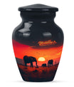 Elephant Family Medium Size Urn Funeral, Ashes Urn