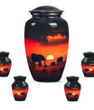 Elephant Family Medium Size Urn Funeral, Ashes Urn