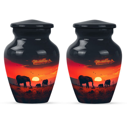 10-inch classic elephant family urn with engraving option,