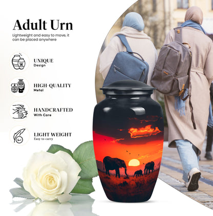 10-inch classic elephant family urn with engraving option,