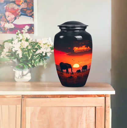 10-inch classic elephant family urn with engraving option,