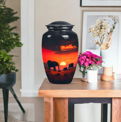 10-inch classic elephant family urn with engraving option,