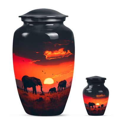 10-inch classic elephant family urn with engraving option,