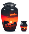 Elephant Family Medium Size Urn Funeral, Ashes Urn