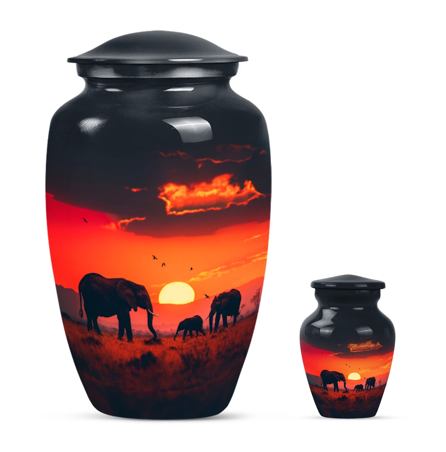 Personalized Elephant Keepsake Urn for Human Ashes - 10-inch, 200 cu in - Yatskia