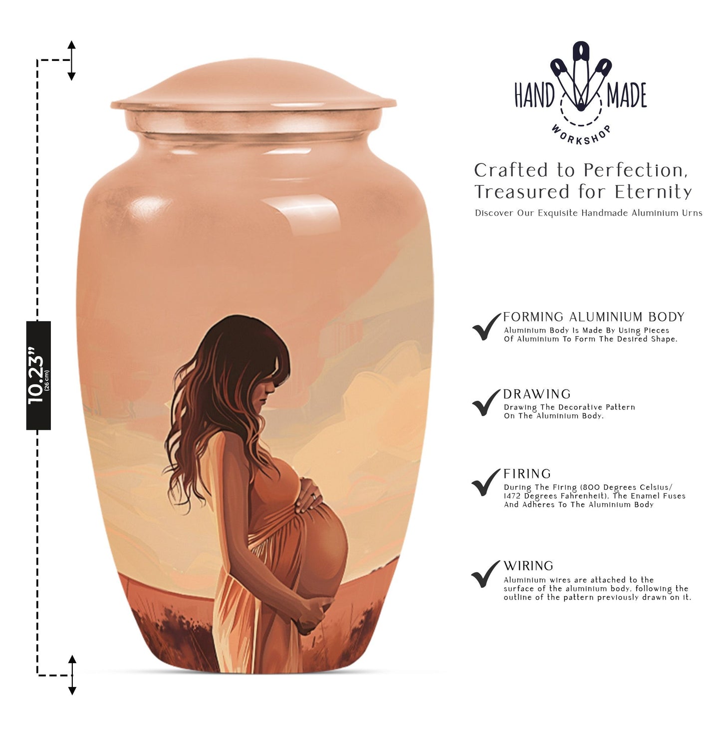 10 inch abstract design memorial urn.