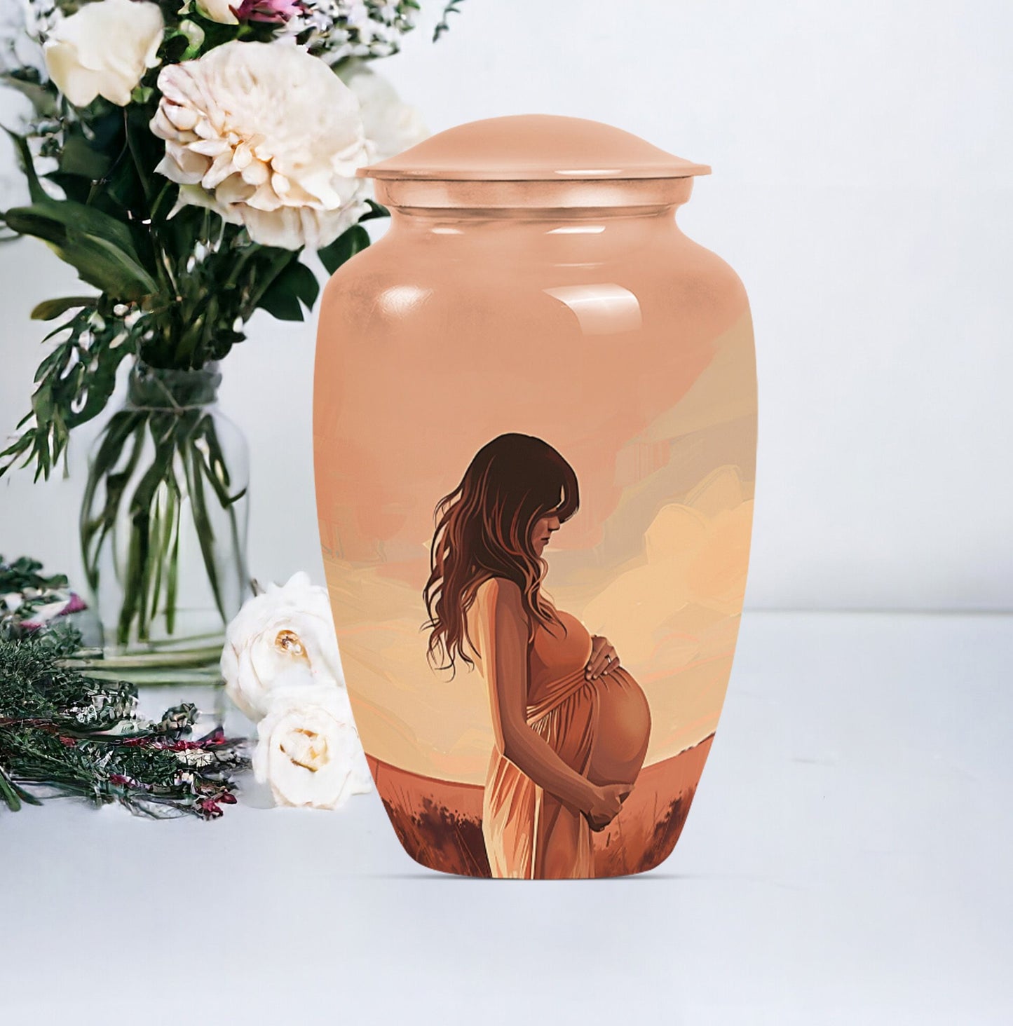 10 inch abstract design memorial urn.