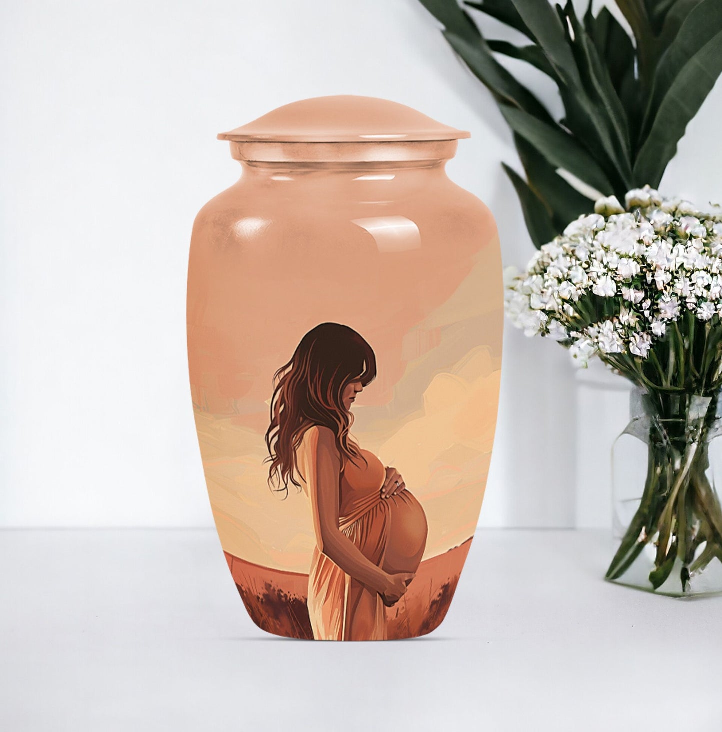 10 inch abstract design memorial urn.