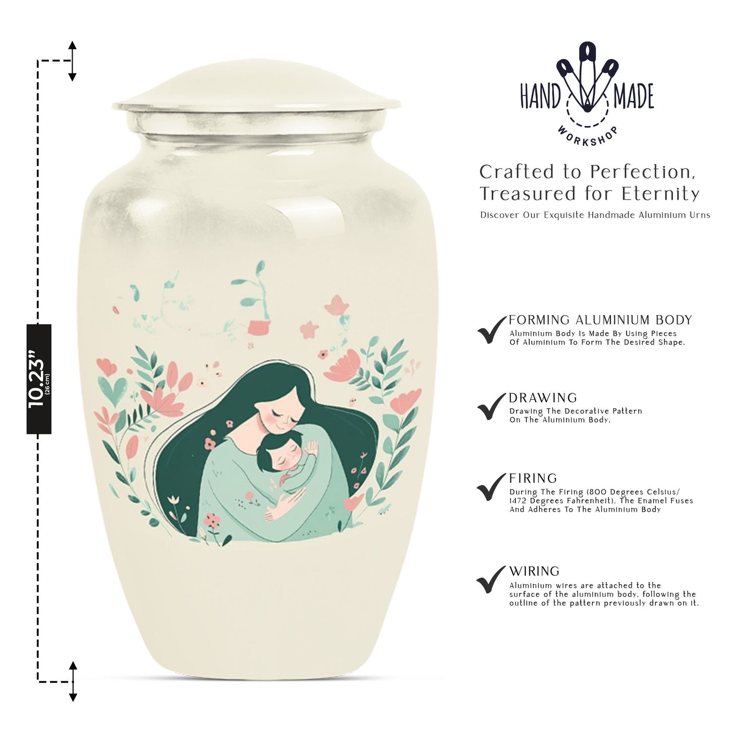 10 Inch Classic Aluminium Urn for mom or dad ashes.