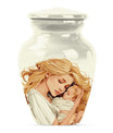 classic aluminum mother urn with personalization option.