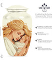 classic aluminum mother urn with personalization option.