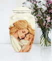 classic aluminum mother urn with personalization option.