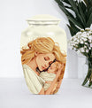 classic aluminum mother urn with personalization option.