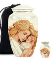 classic aluminum mother urn with personalization option.