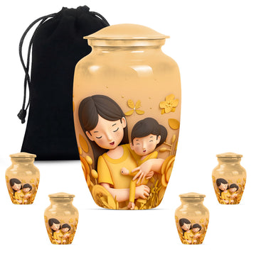 10 inch large Urn with 4 Keepsake 3 Inch Urns