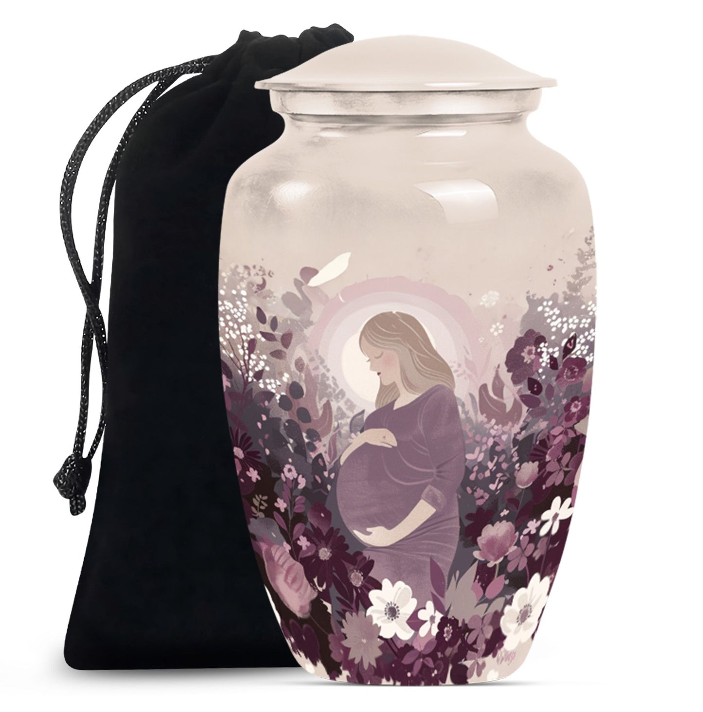  mother urn for burial, includes velvet pouch for ashes