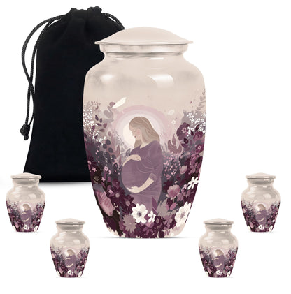  mother urn for burial, includes velvet pouch for ashes