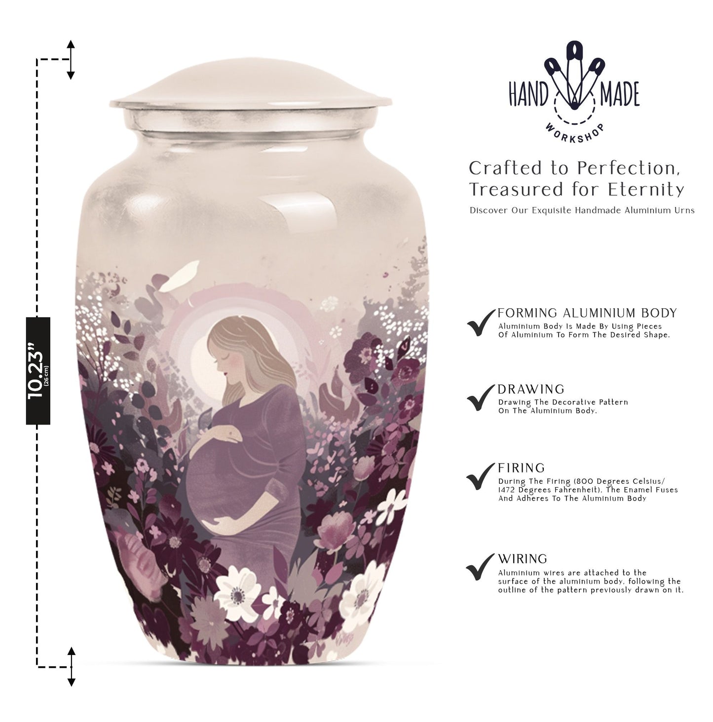  mother urn for burial, includes velvet pouch for ashes