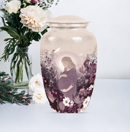  mother urn for burial, includes velvet pouch for ashes