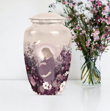  mother urn for burial, includes velvet pouch for ashes