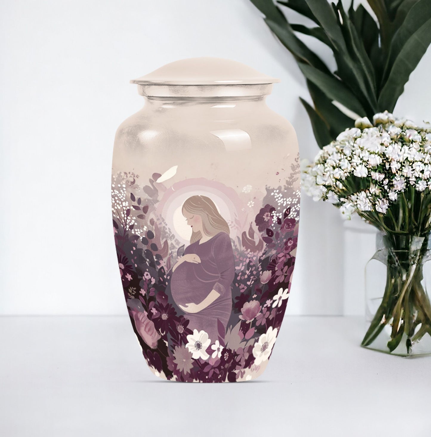  mother urn for burial, includes velvet pouch for ashes