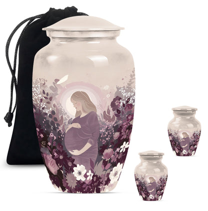  mother urn for burial, includes velvet pouch for ashes