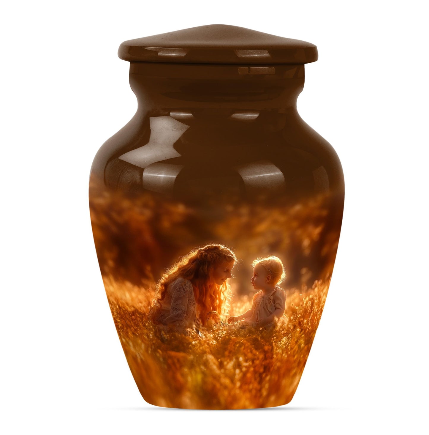 Classic 10-inch aluminium mother urn, memorial urn for mom.