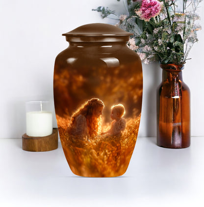 Classic 10-inch aluminium mother urn, memorial urn for mom.