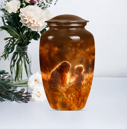Classic 10-inch aluminium mother urn, memorial urn for mom.