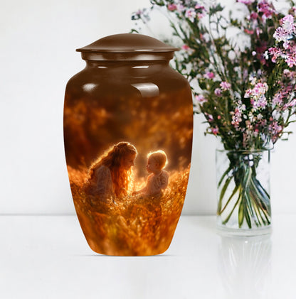 Classic 10-inch aluminium mother urn, memorial urn for mom.