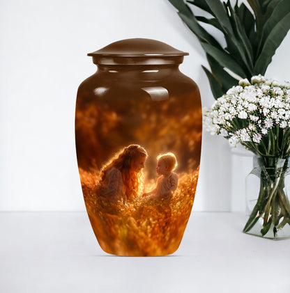 Classic 10-inch aluminium mother urn, memorial urn for mom.