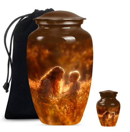 Classic 10-inch aluminium mother urn, memorial urn for mom.