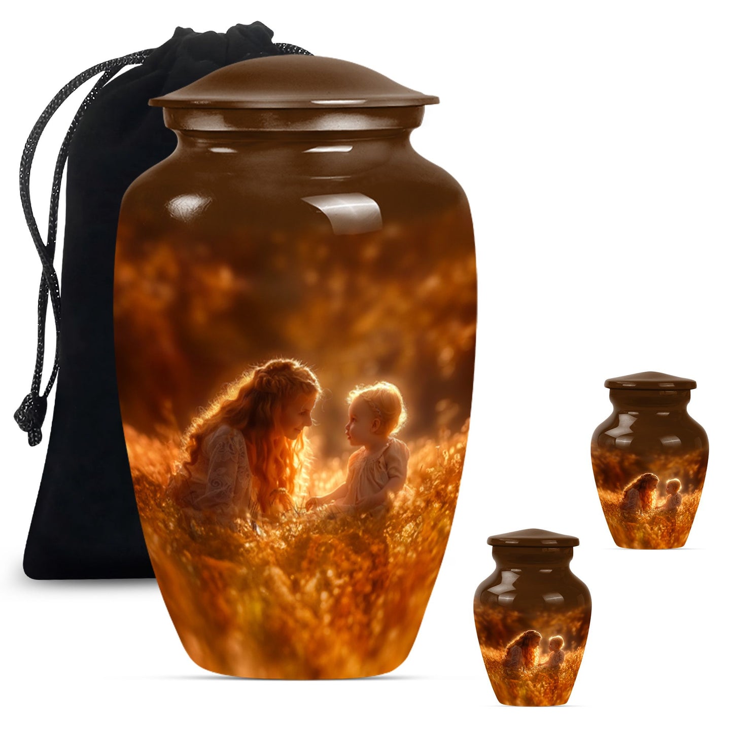 Classic 10-inch aluminium mother urn, memorial urn for mom.