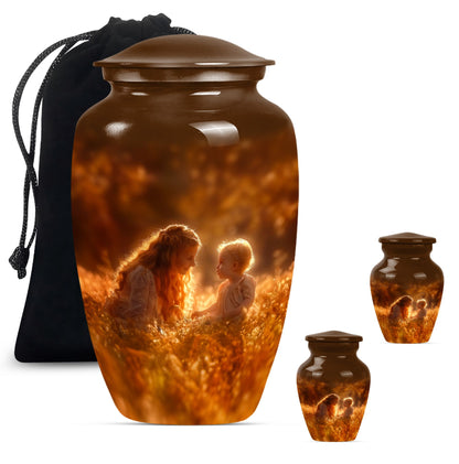 Classic 10-inch aluminium mother urn, memorial urn for mom.