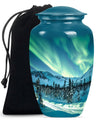 10-inch aluminium Northern Lights Urn for human ashes.