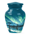 10-inch aluminium Northern Lights Urn for human ashes.