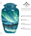 10-inch aluminium Northern Lights Urn for human ashes.
