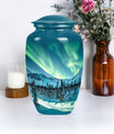 10-inch aluminium Northern Lights Urn for human ashes.